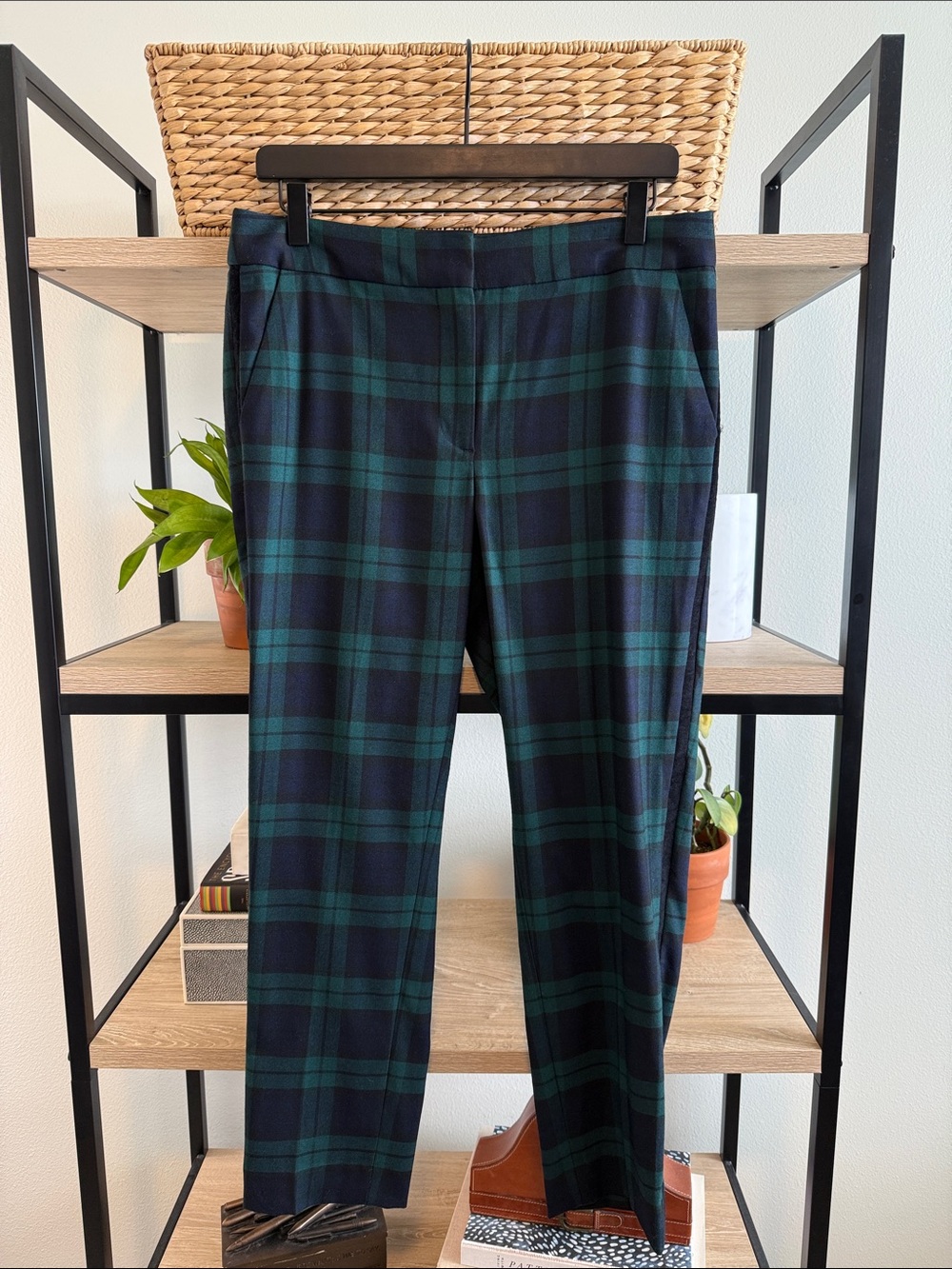 Talbots Hampshire Ankle Mid-Rise Tartan Plaid Woven Career Dress Pant Trouser 8P